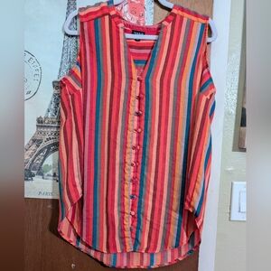 Torrid Multicolor Striped Button-Up Blouse